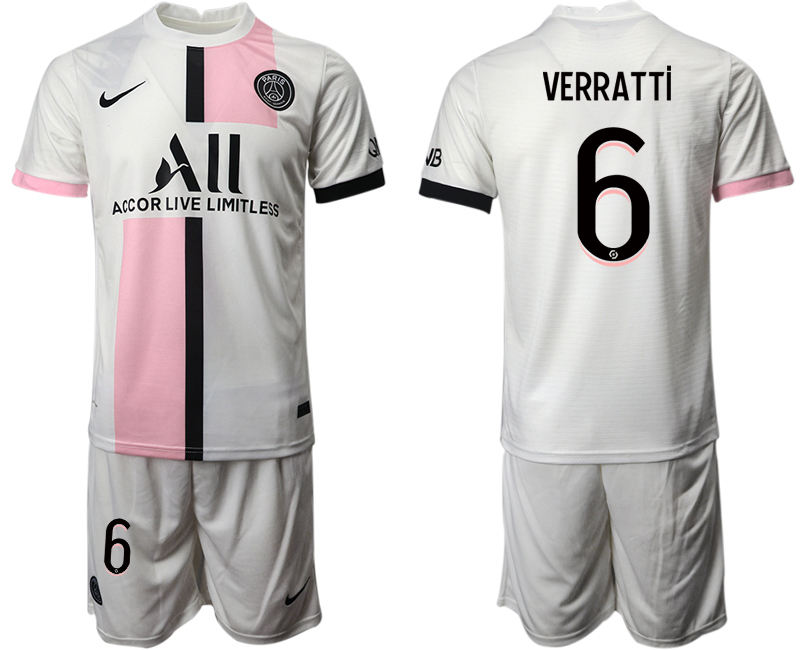 Men 2021-2022 Club Paris St German away white #6 Soccer Jersey